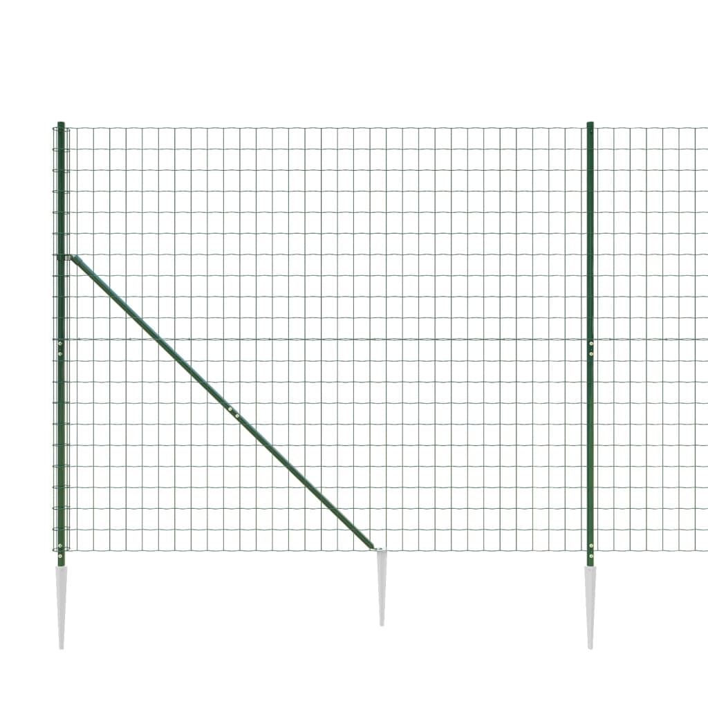 Wire Mesh Fence with Spike Anchors Green 2.2x25 m