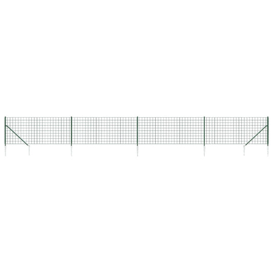 Wire Mesh Fence with Spike Anchors Green 0.8x10 m
