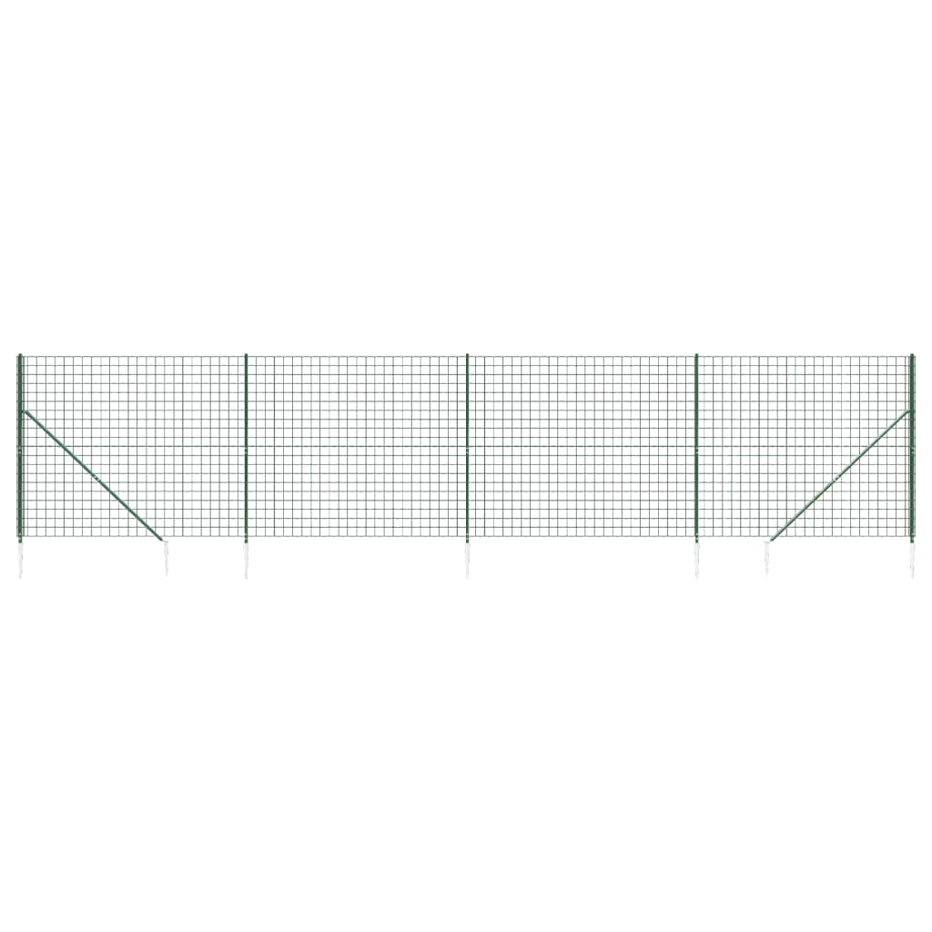 Wire Mesh Fence with Spike Anchors Green 2.2x10 m