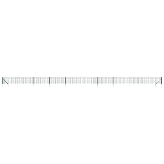 Wire Mesh Fence with Spike Anchors Green 1.1x25 m
