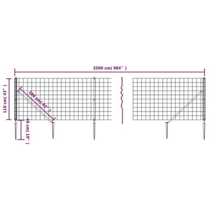 Wire Mesh Fence with Spike Anchors Green 1.1x25 m