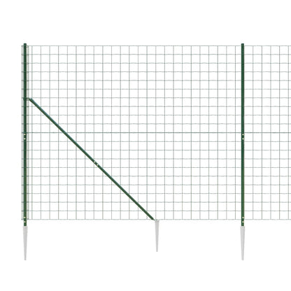 Wire Mesh Fence with Spike Anchors Green 1.4x25 m