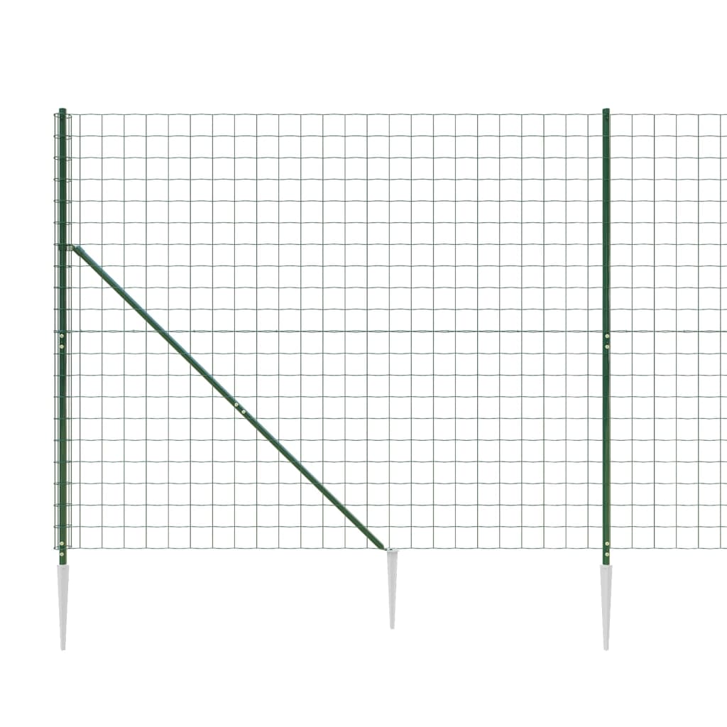 Wire Mesh Fence with Spike Anchors Green 1.8x25 m