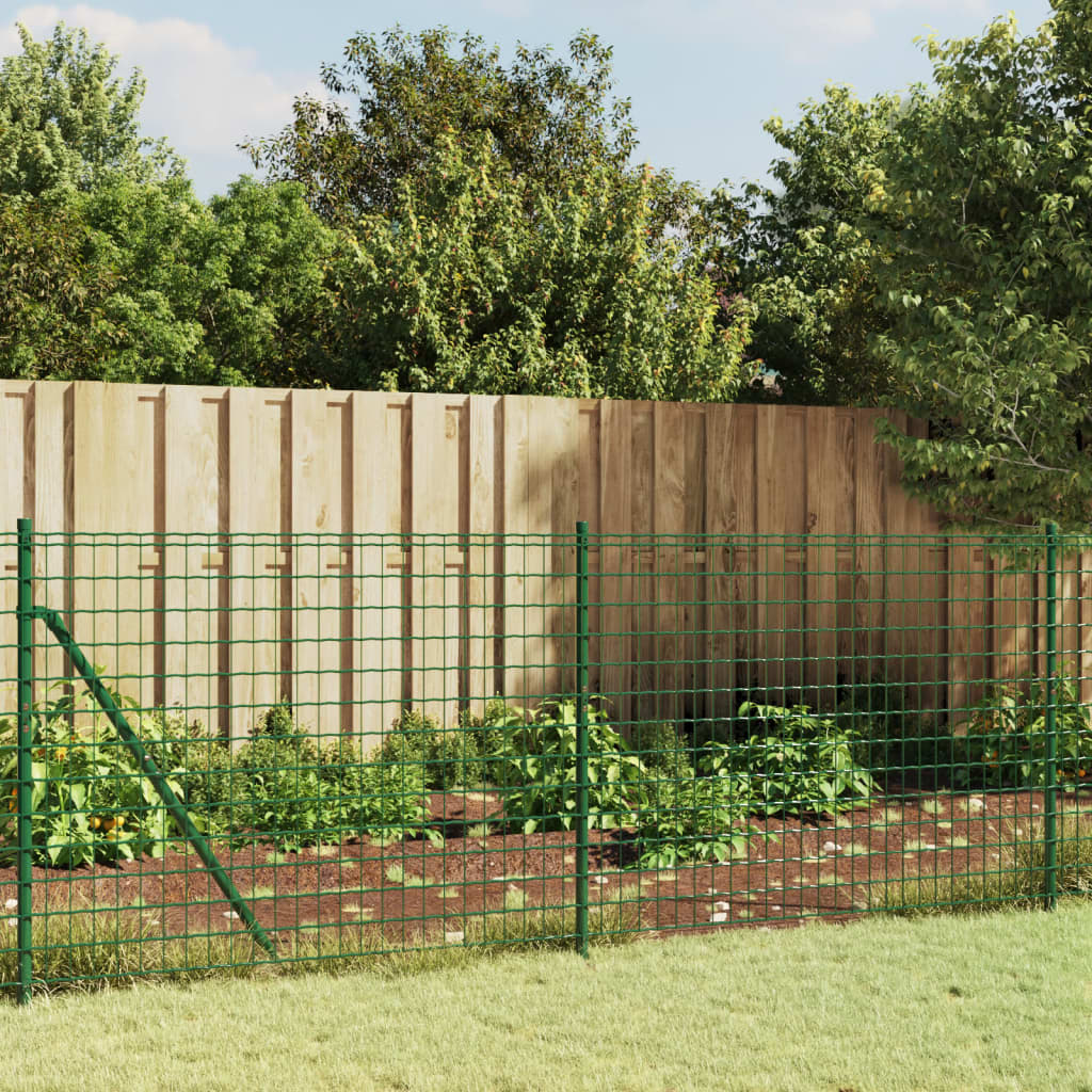 Wire Mesh Fence with Flange Green 1x25 m