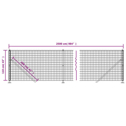 Wire Mesh Fence with Flange Green 1.1x25 m