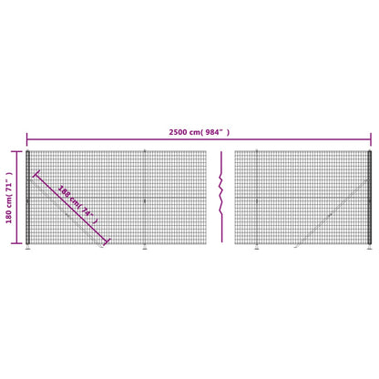 Wire Mesh Fence with Flange Green 1.8x25 m