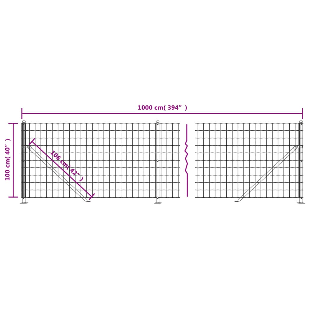 Wire Mesh Fence with Flange Green 1x10 m