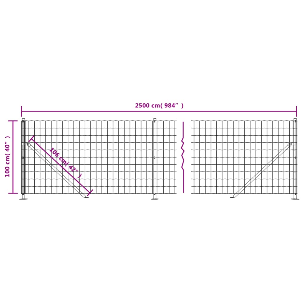 Wire Mesh Fence with Flange Green 1x25 m