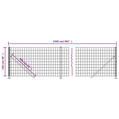 Wire Mesh Fence with Flange Green 1x25 m