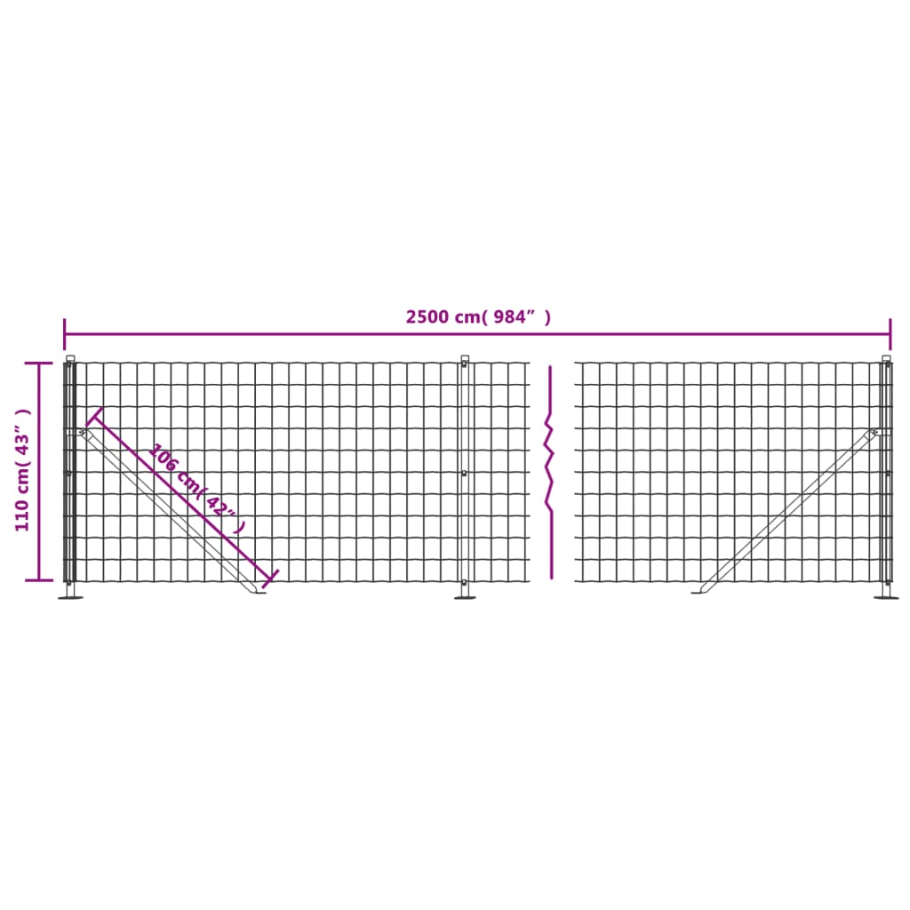 Wire Mesh Fence with Flange Green 1.1x25 m