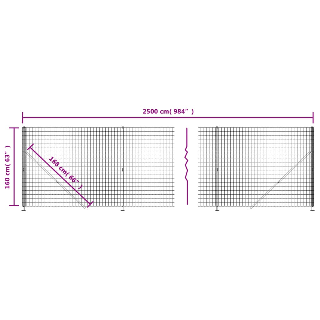 Wire Mesh Fence with Flange Green 1.6x25 m