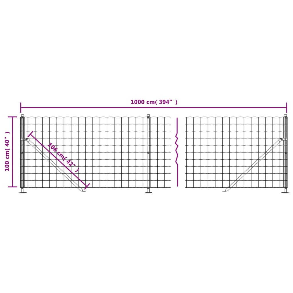 Wire Mesh Fence with Flange Green 1x10 m