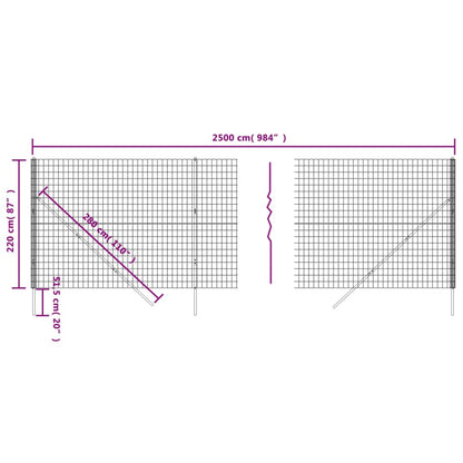 Wire Mesh Fence Anthracite 2.2x25 m Galvanised Steel