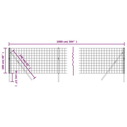 Wire Mesh Fence Anthracite 1x10 m Galvanised Steel