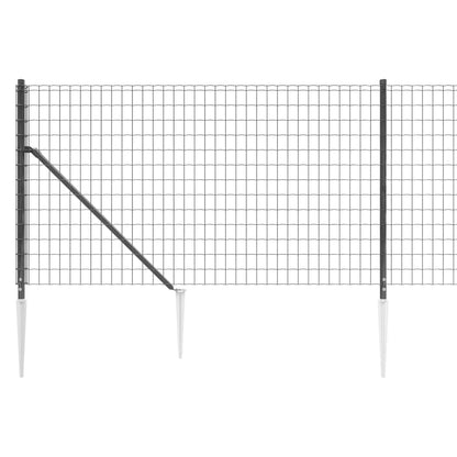 Wire Mesh Fence with Spike Anchors Anthracite 0.8x10 m