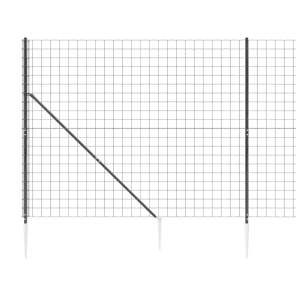 Wire Mesh Fence with Spike Anchors Anthracite 1.4x10 m