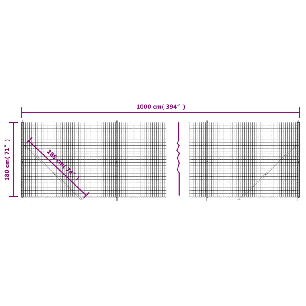 Wire Mesh Fence with Flange Anthracite 1.8x10 m