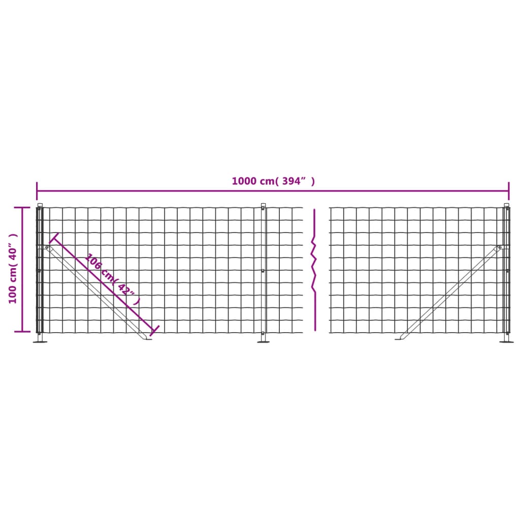 Wire Mesh Fence with Flange Anthracite 1x10 m