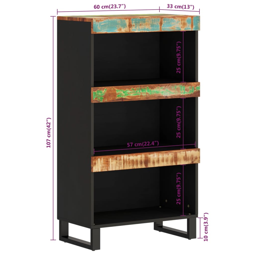 Side Cabinet 60x33x107 cm Solid Wood Reclaimed