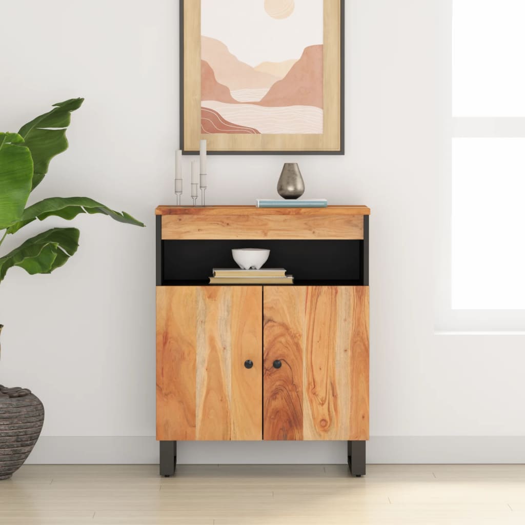 Sideboard with 2 Doors 60x33x75 cm Solid Wood Acacia