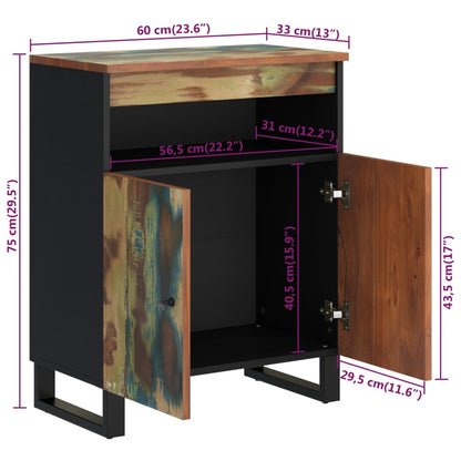 Sideboard with 2 Doors 60x33x75 cm Solid Wood Reclaimed