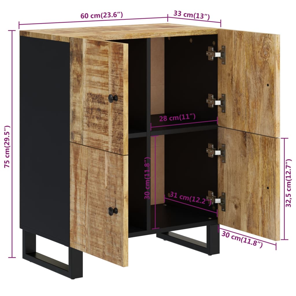 Sideboard with 4 Doors 60x33x75 cm Solid Wood Mango