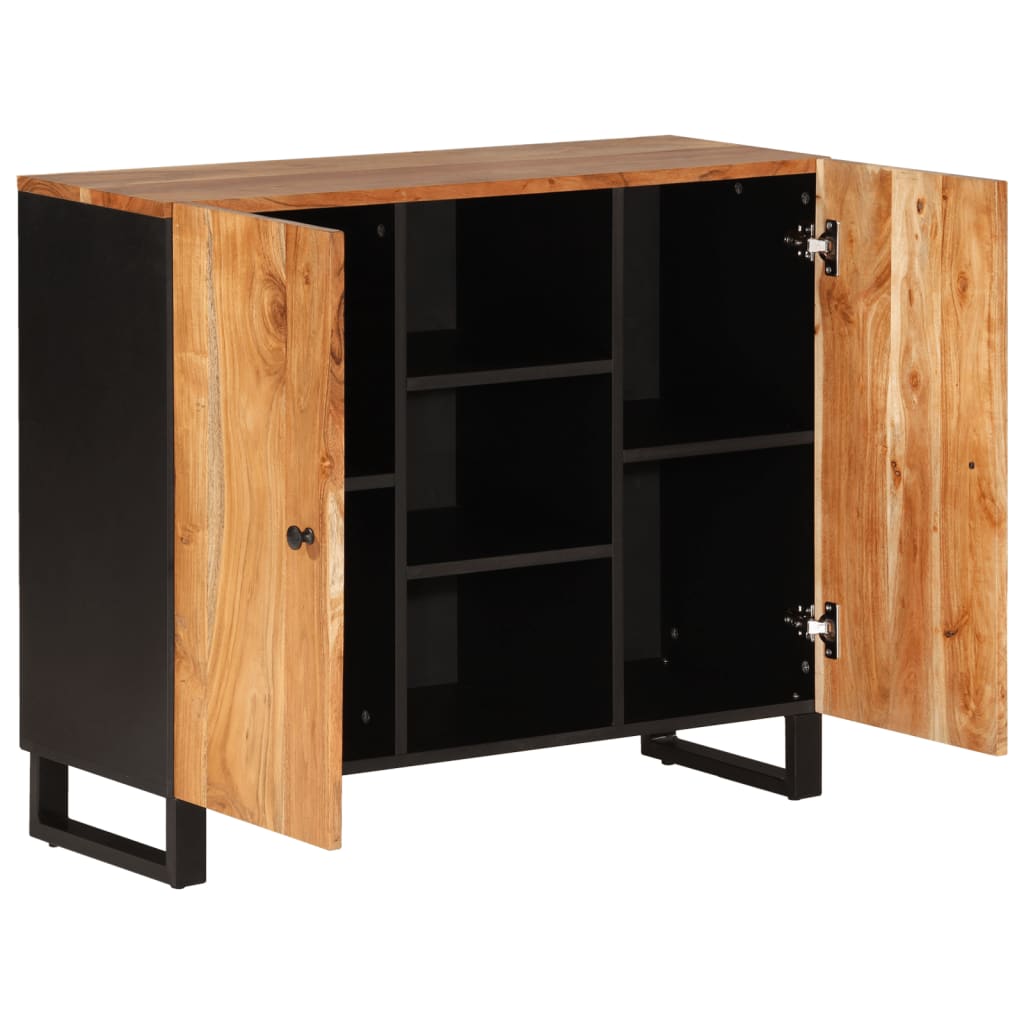 Sideboard with 2 Doors 90x33x75 cm Solid Wood Acacia