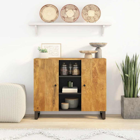 Sideboard with 2 Doors 90x33x75 cm Solid Wood Mango