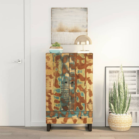 Highboard with Drawer 60x33x100 cm Solid Wood Reclaimed&Iron