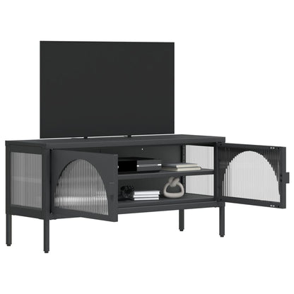 TV Cabinet Black 105x35x50 cm Glass and Steel