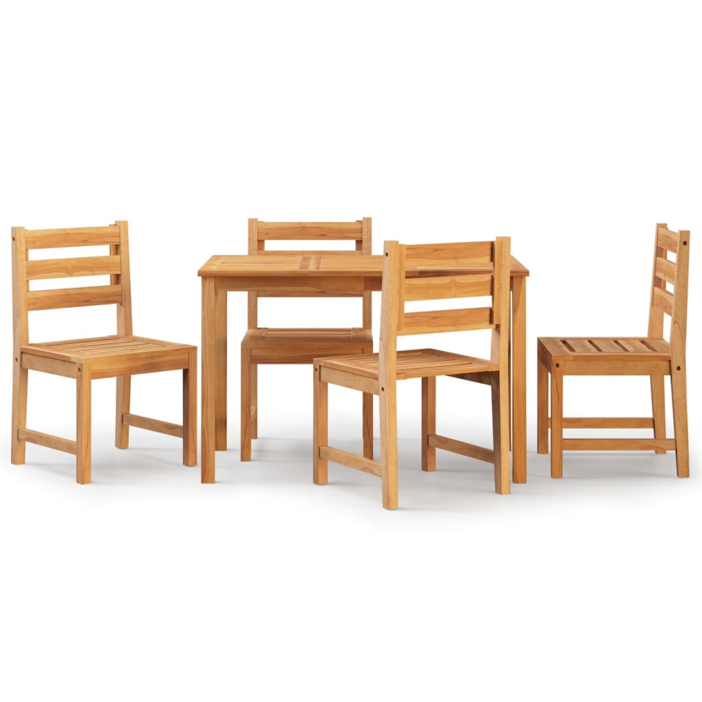5 Piece Patio Dining Set Solid Wood Teak