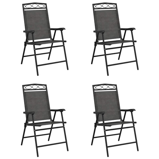 Folding Chairs 4 pcs Melange Grey Steel and Textilene