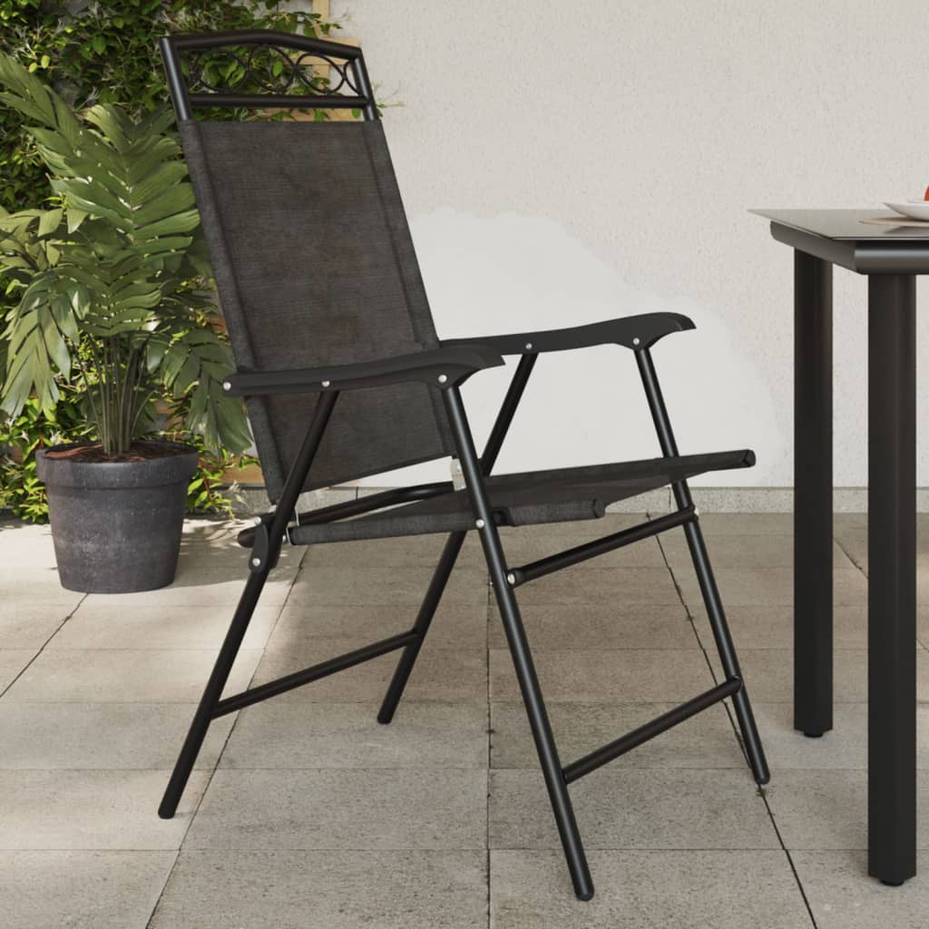 Garden Chair | Set of 8 | Melange Grey | Textilene fabric, Steel