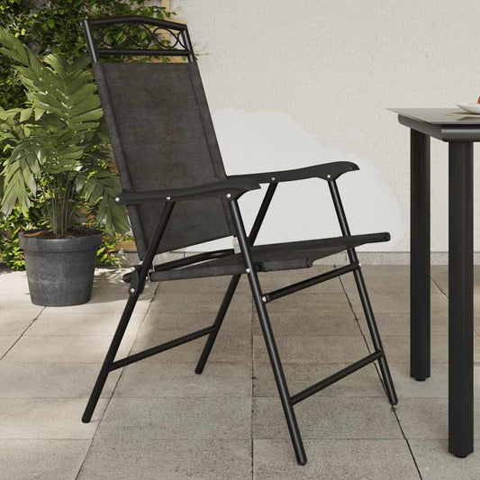 Folding Chairs 8 pcs Melange Grey Steel and Textilene