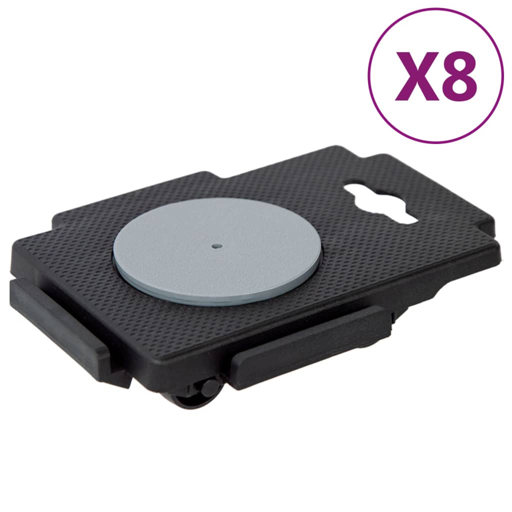 Moving Dollies with 8 Wheels 8 pcs Black Polypropylene 150 kg