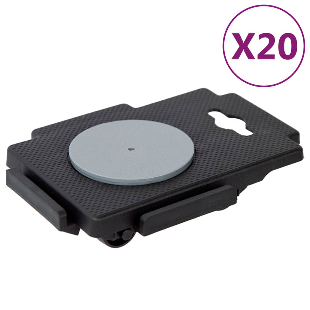 Moving Dollies with 8 Wheels 20 pcs Black Polypropylene 150 kg