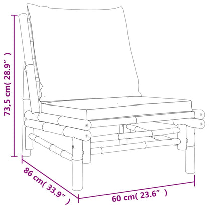 4 Piece Patio Lounge Set with Cream White Cushions Bamboo