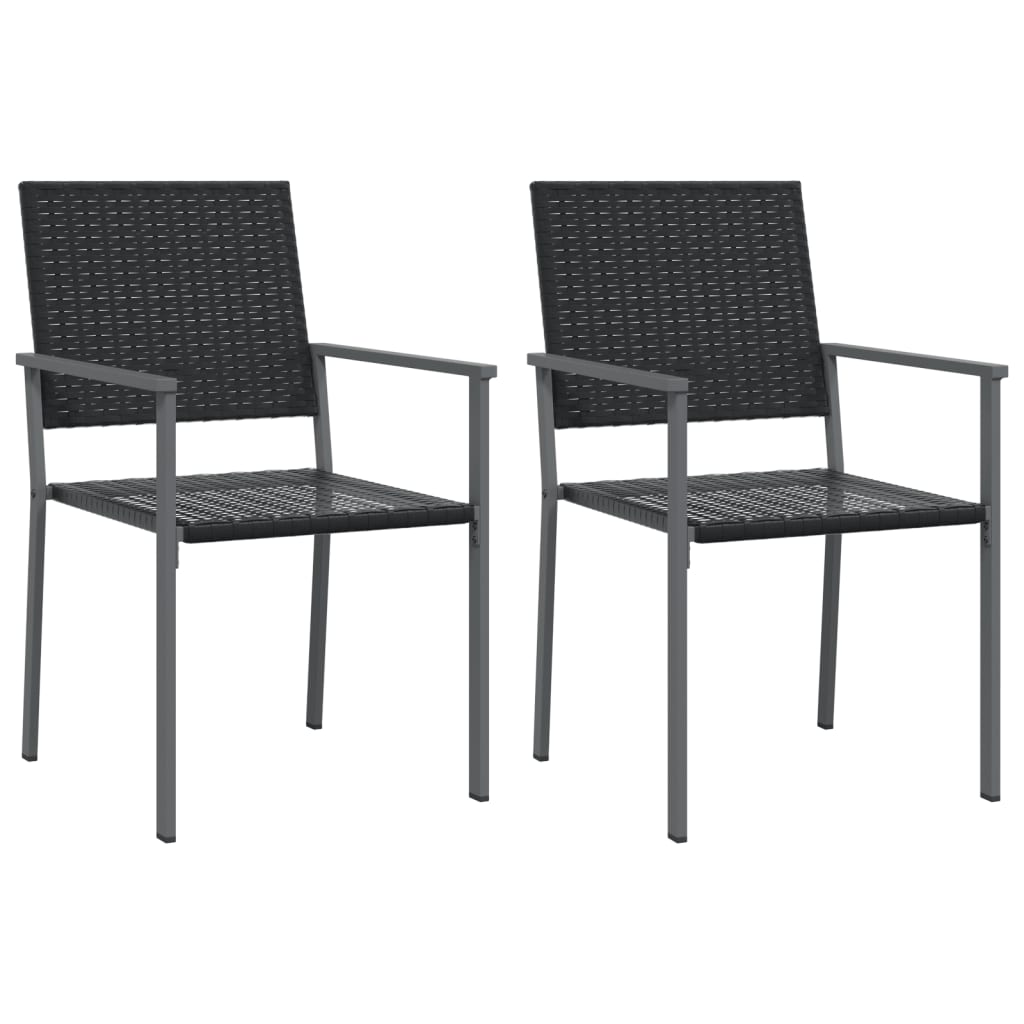 Garden Chair | Set of 2 | Black | PE rattan, powder-coated steel