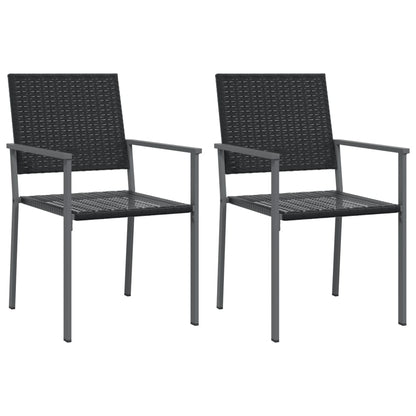 Garden Chair | Set of 2 | Black | PE rattan, powder-coated steel