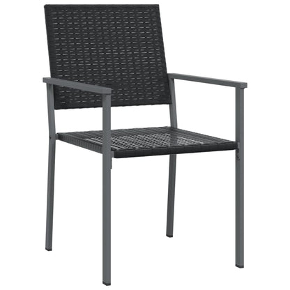 Garden Chair | Set of 2 | Black | PE rattan, powder-coated steel
