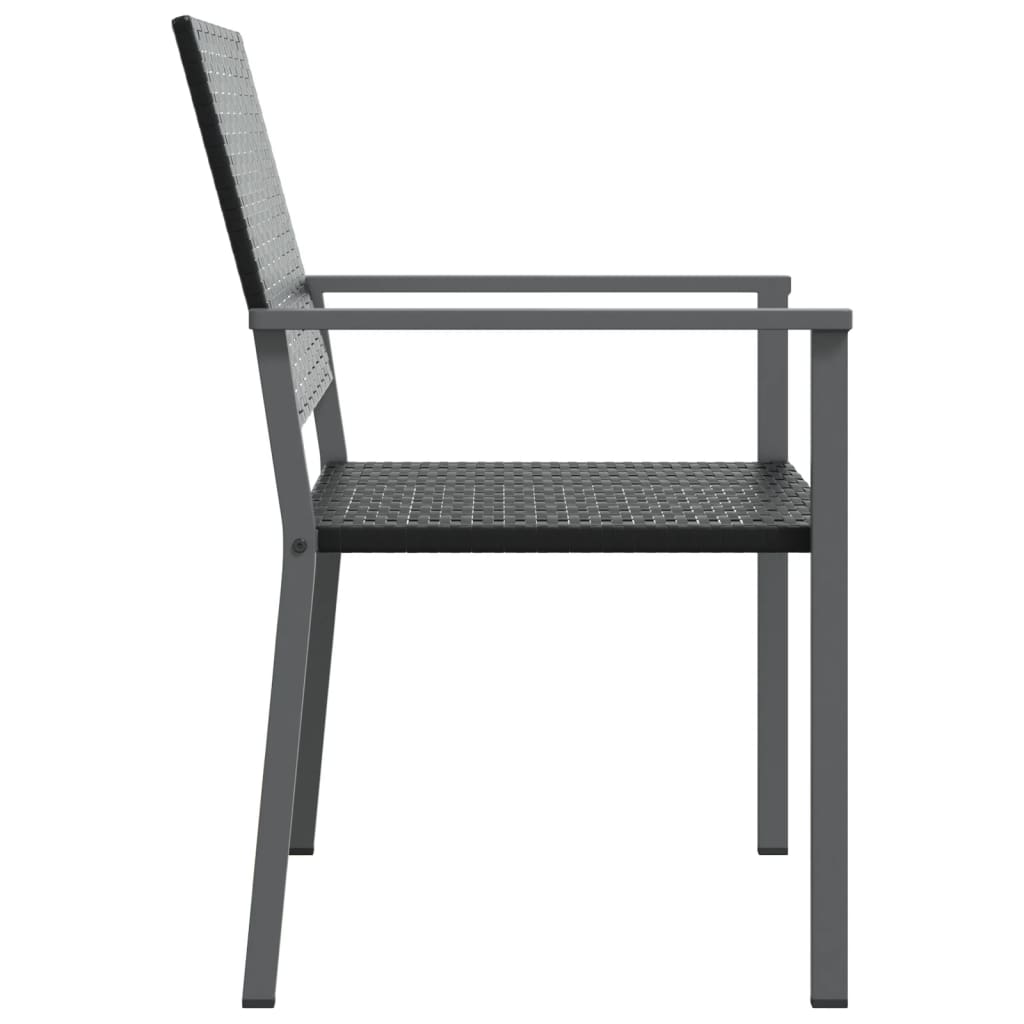 Garden Chair | Set of 2 | Black | PE rattan, powder-coated steel