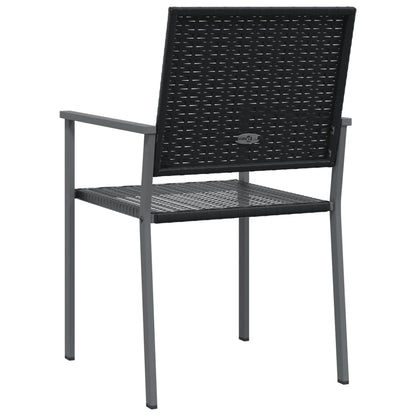 Garden Chair | Set of 2 | Black | PE rattan, powder-coated steel