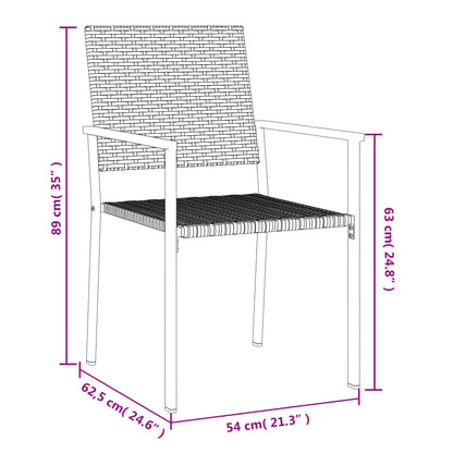 Garden Chair | Set of 2 | Black | PE rattan, powder-coated steel