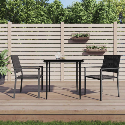 Garden Chair | Set of 2 | Black | PE rattan, powder-coated steel