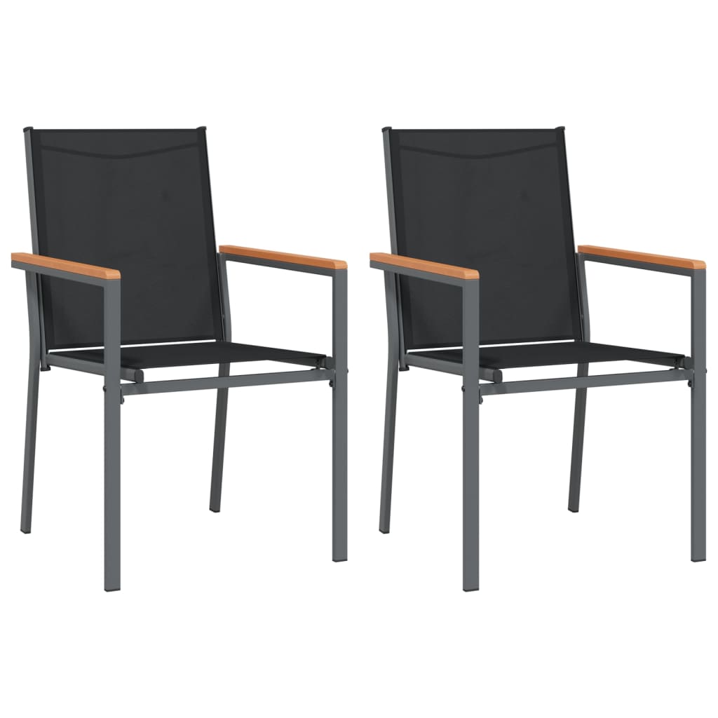 Garden Chair | Set of 2 | Black | Textilene, powder-coated steel | Medium