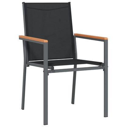 Garden Chair | Set of 2 | Black | Textilene, powder-coated steel | Medium