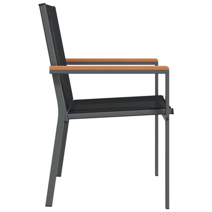 Garden Chair | Set of 2 | Black | Textilene, powder-coated steel | Medium