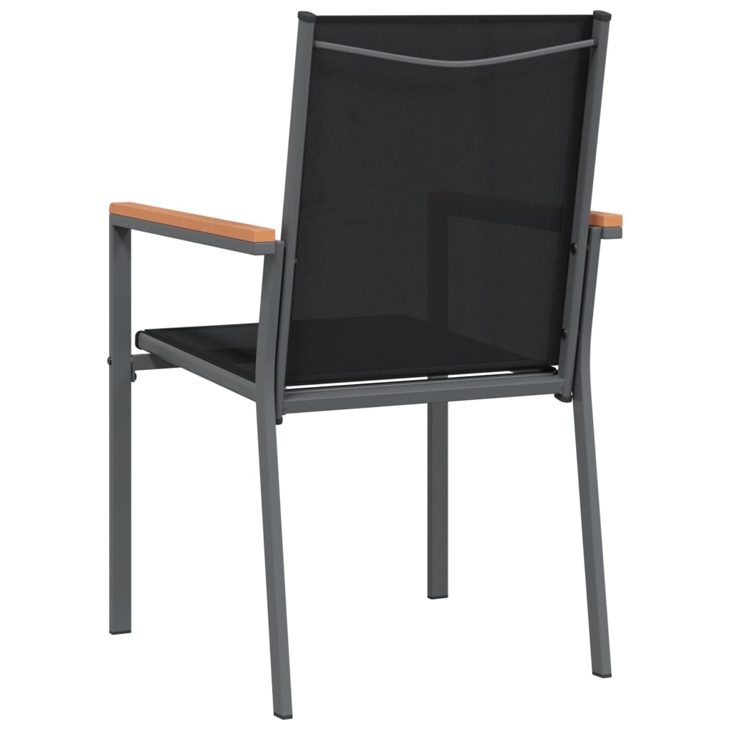 Garden Chair | Set of 2 | Black | Textilene, powder-coated steel | Medium