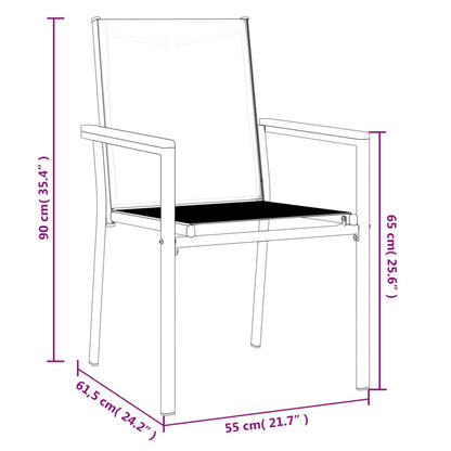 Garden Chair | Set of 2 | Black | Textilene, powder-coated steel | Medium