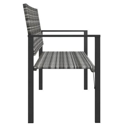 2-Seater Garden Bench Grey Poly Rattan